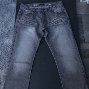 INC JEANS - GRAY - 33 X 26 - SLIM STRAIGHT CUT - DISTRESSED LOOK
